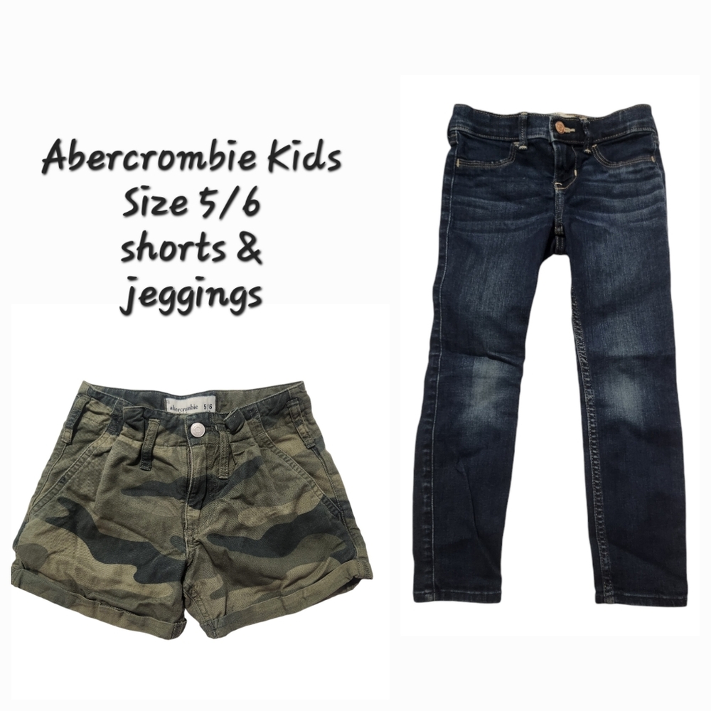 Girls Abercrombie Kids Size 5/6 camouflage shorts and dark blue jeggings